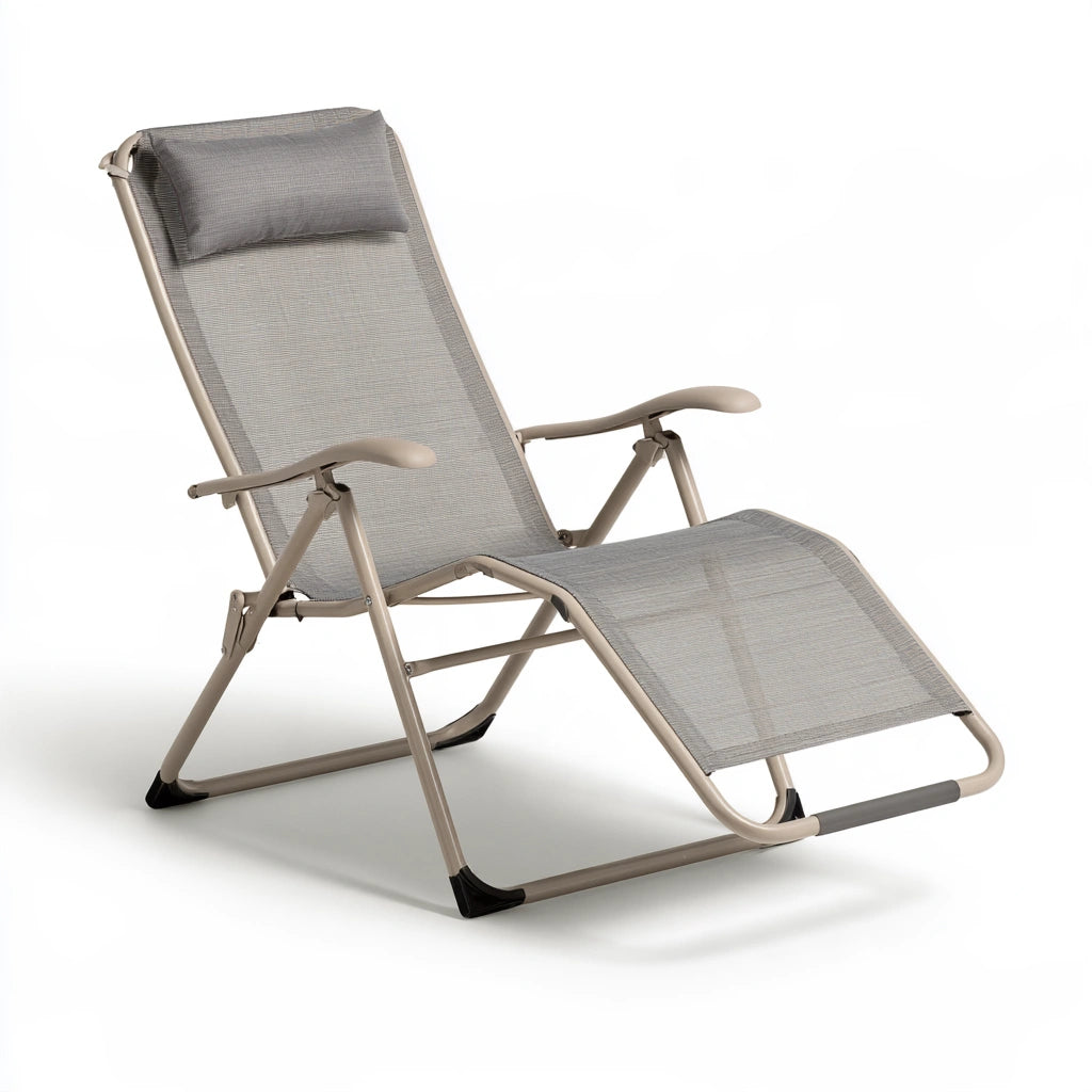 Fauteuil relax pliant aux lignes épurées, coloris gris