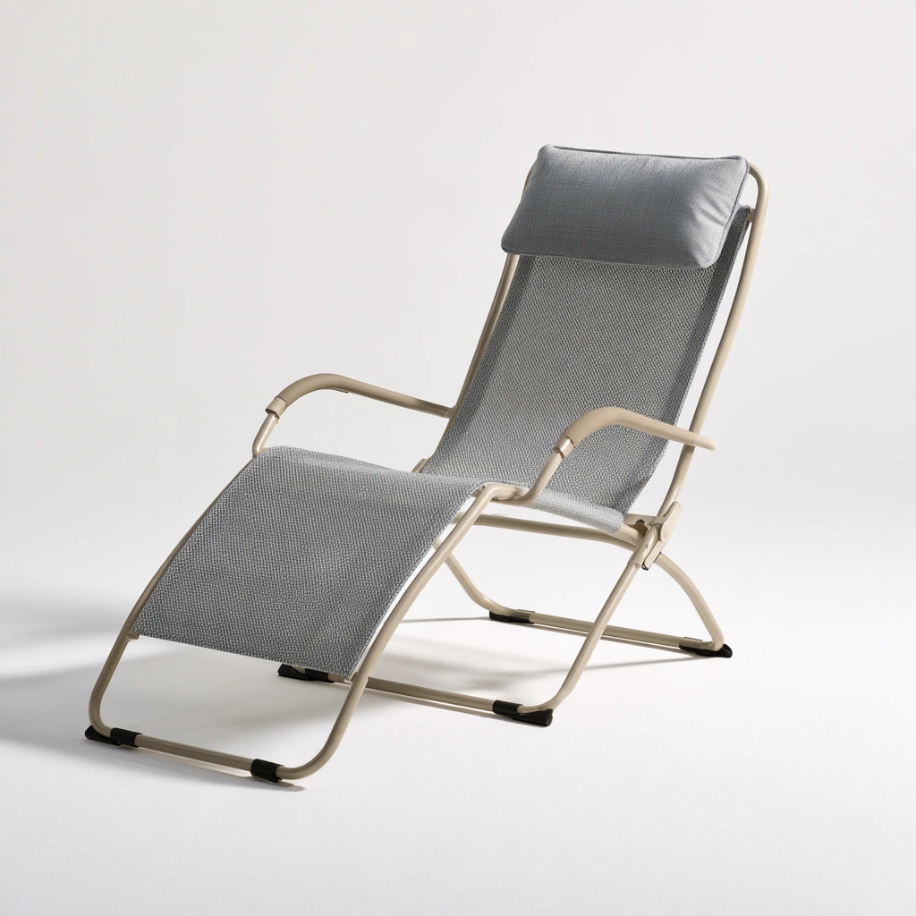 Fauteuil relax pliant aux lignes épurées, coloris gris