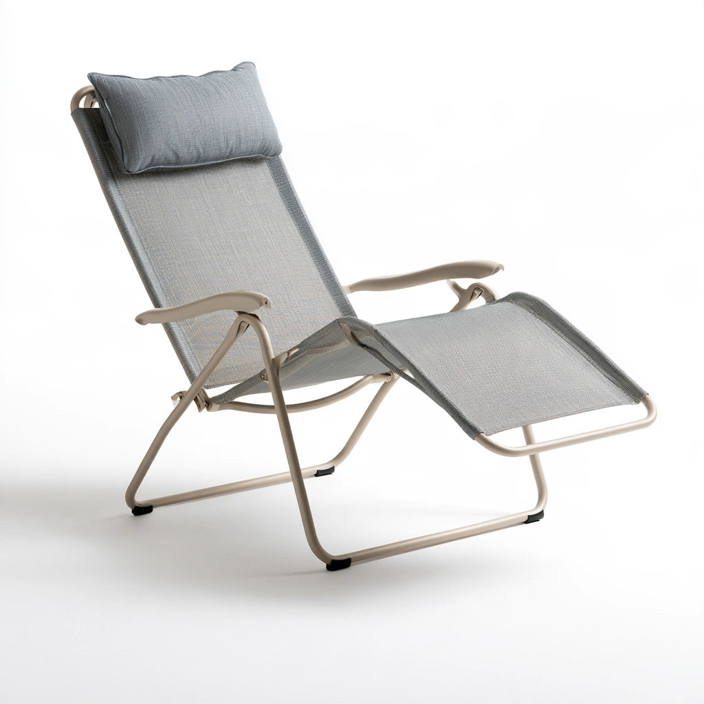 Fauteuil relax pliant aux lignes épurées, coloris gris