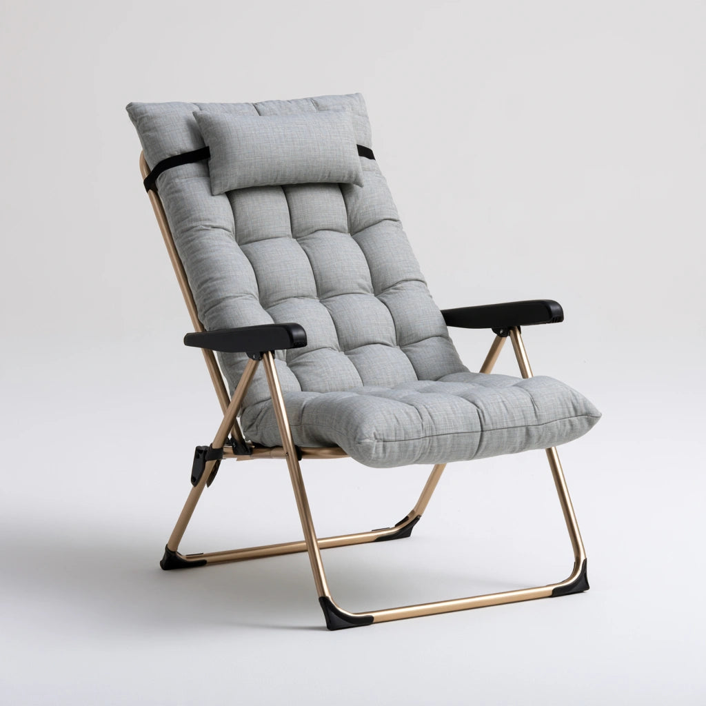 Fauteuil relax pliant aux lignes épurées, coloris gris