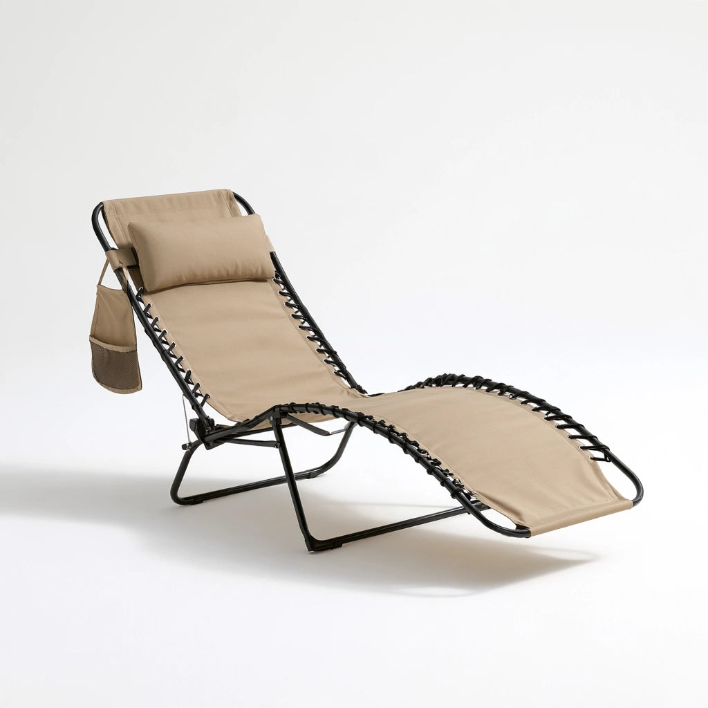 Fauteuil relax pliant aux lignes épurées, coloris gris