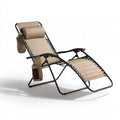 Elvatera gray folding lounge chair with sleek lines, positioned diagonally, designed for relaxing and adjustable comfort.