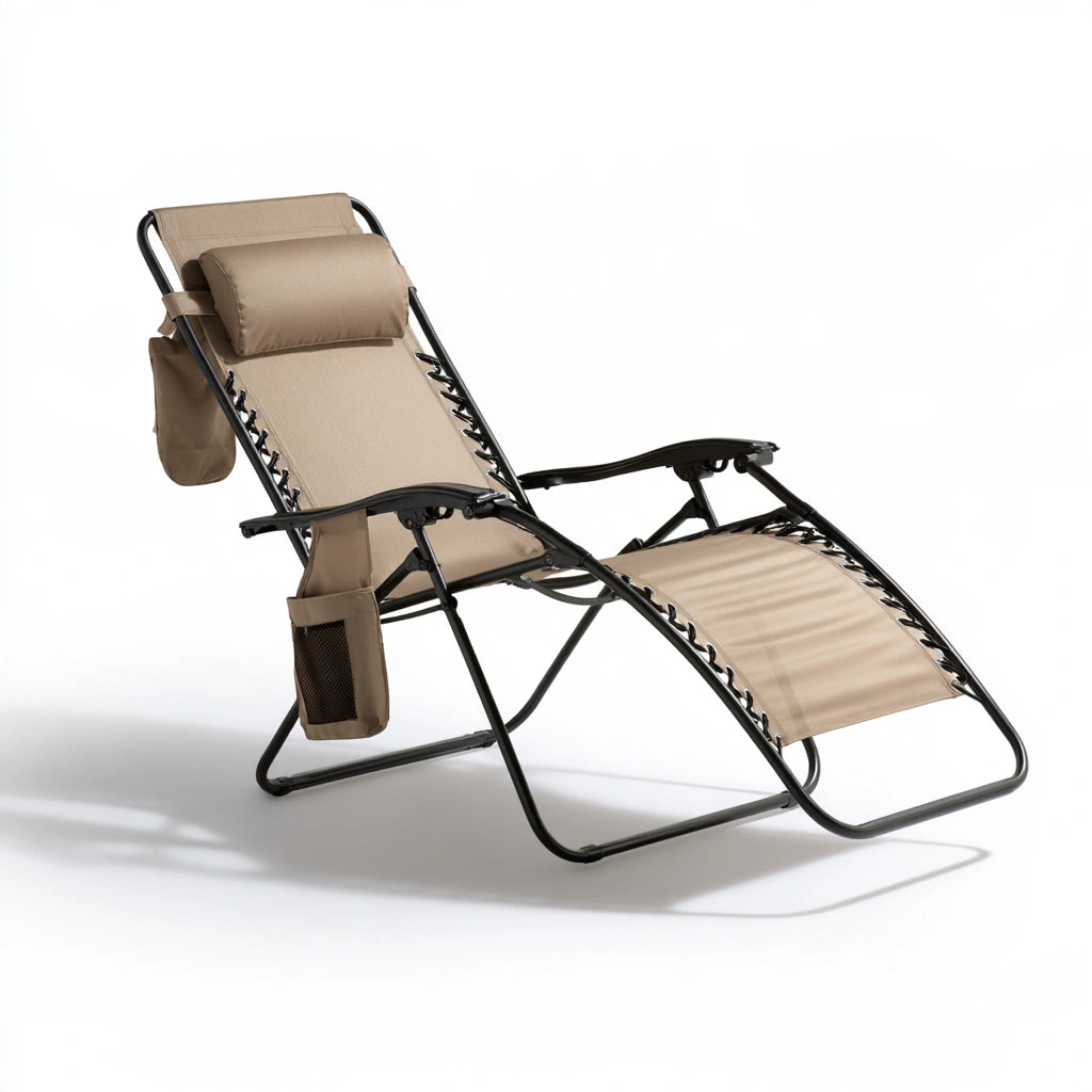 Fauteuil relax pliant aux lignes épurées, coloris gris