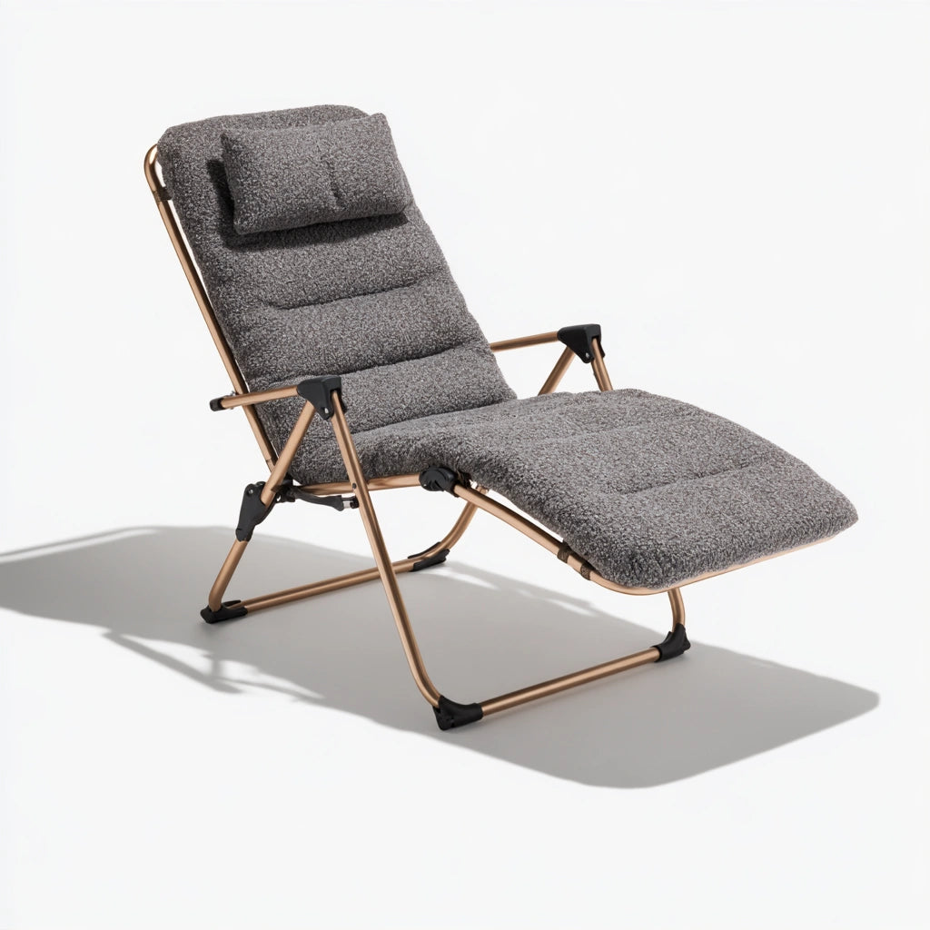 Fauteuil relax pliant aux lignes épurées, coloris gris