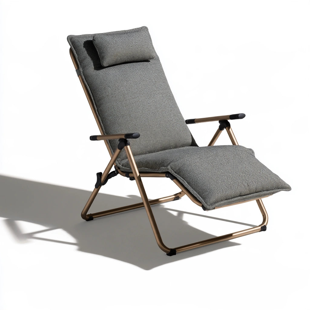 Fauteuil relax pliant aux lignes épurées, coloris gris