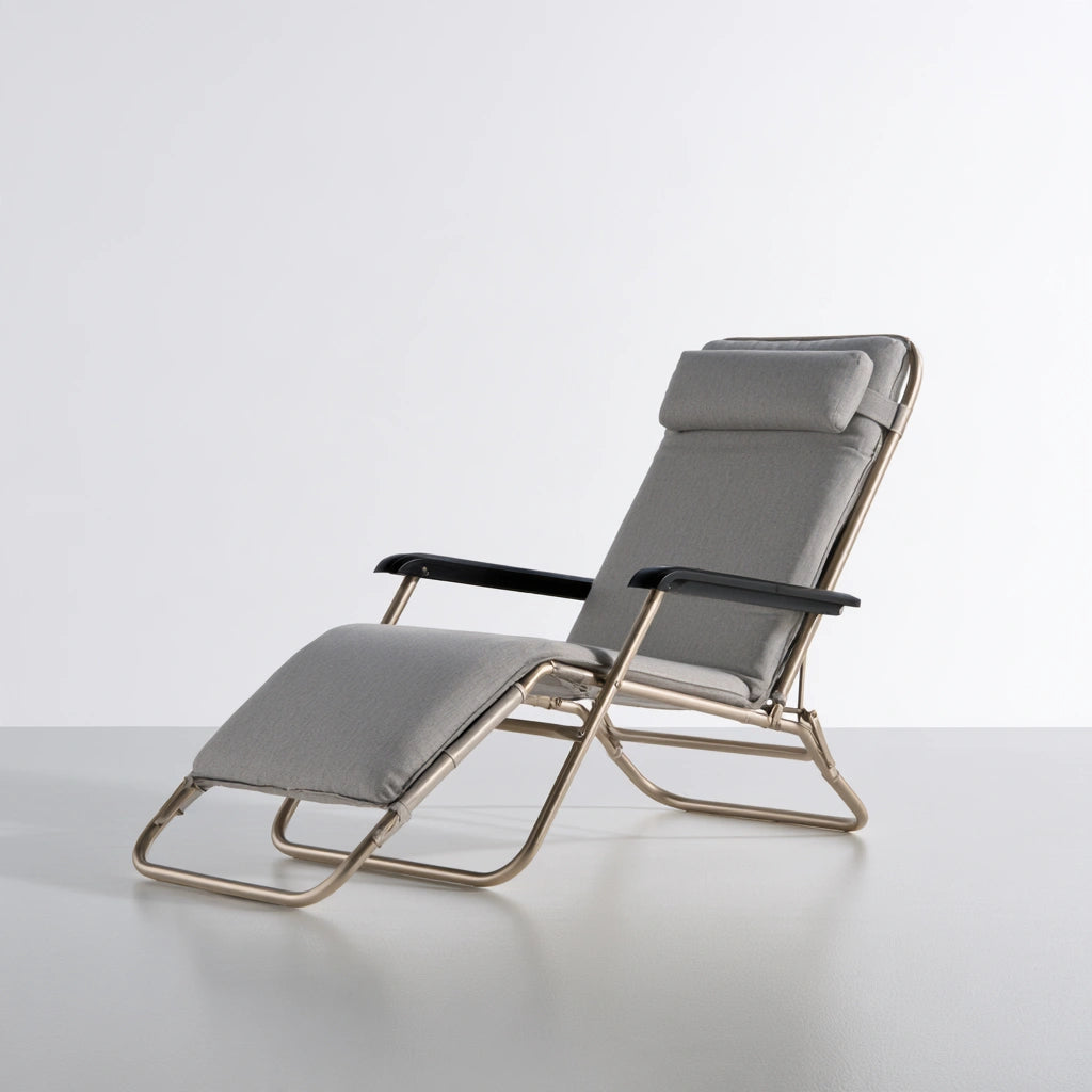 Fauteuil relax inclinable en métal pliant, coloris doré
