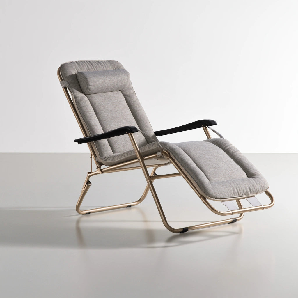 Fauteuil relax inclinable en métal pliant, coloris doré