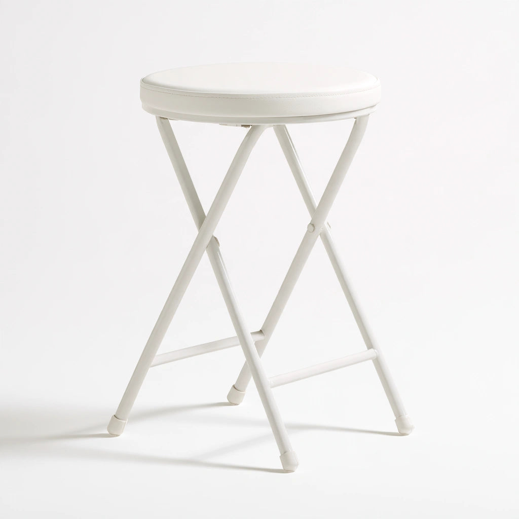 Tabouret pliant aux lignes épurées, coloris blanc