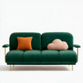 Elvatera modular sofa bed in green and white with clean lines, plush two-seater design on plain white background