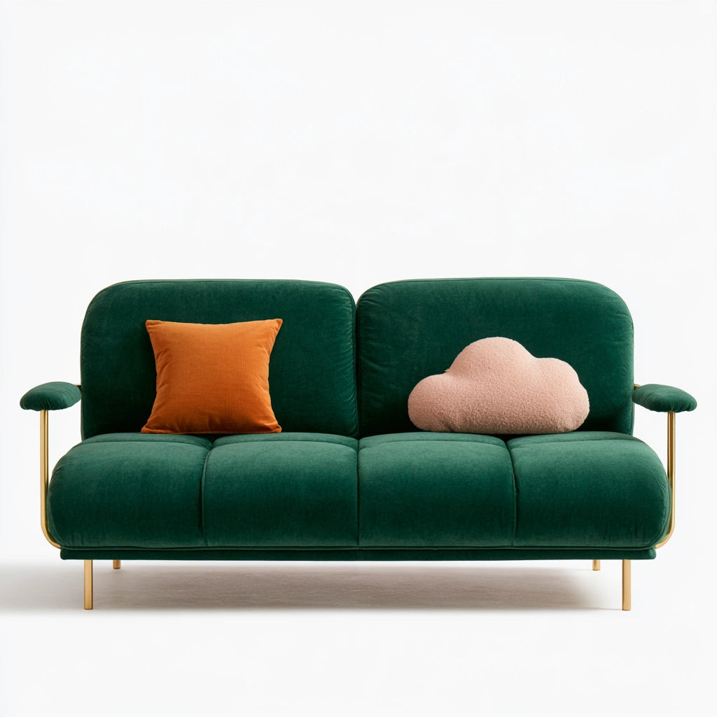 Canapé-lit modulable aux lignes épurées, coloris vert et blanc