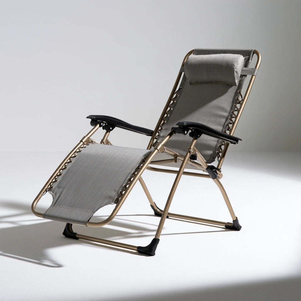 Fauteuil relax pliant aux lignes épurées, coloris gris
